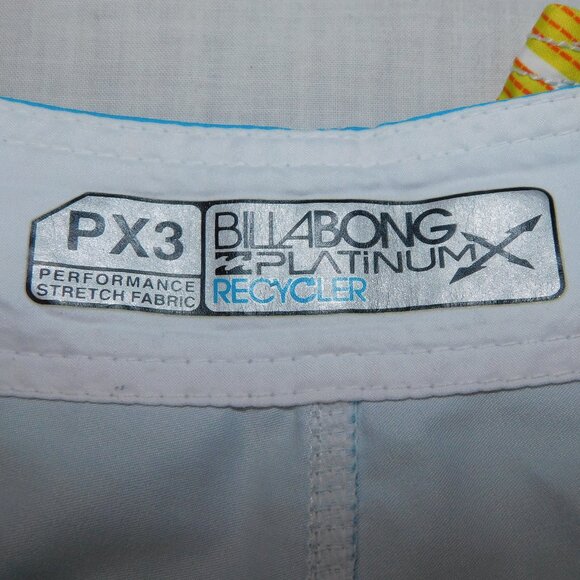Billabong Platinum X Recycler Mens 38 Orange Blue Striped Unlined Board Shorts - Picture 2 of 14